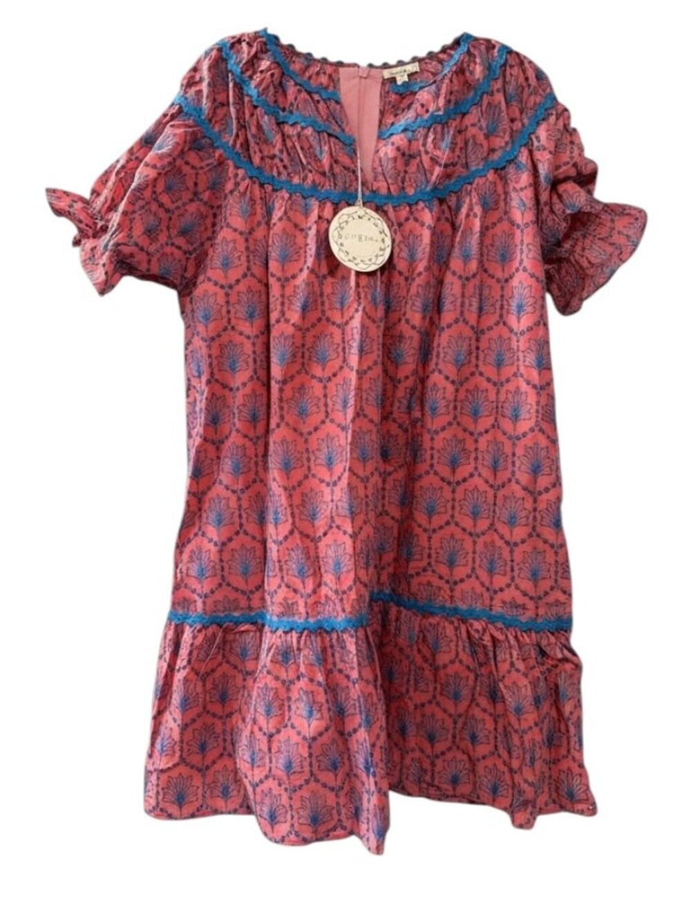 Umgee pink Dress with blue Trim